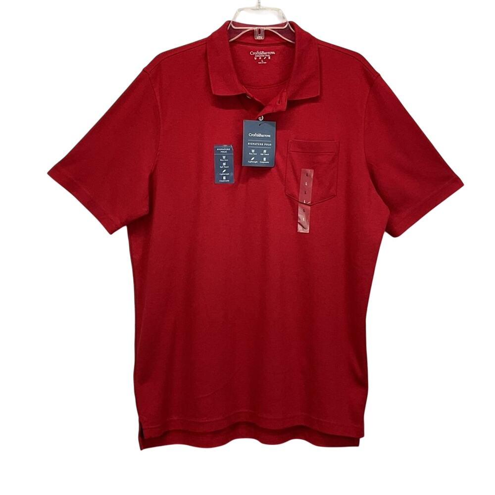 Croft & Barrow Polo Men's Lg Red Athleisure Golf Sports Travel Vacation Casual